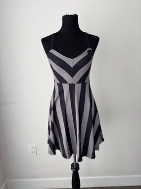 Killstar x Wednesday Addams black & grey striped dress